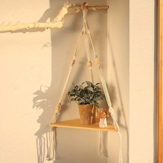 Add a Touch of Nature to Your Home with Macrame Floating Shelves - Perfect for Bedroom, Living Room, Housewarming Gifts & More!