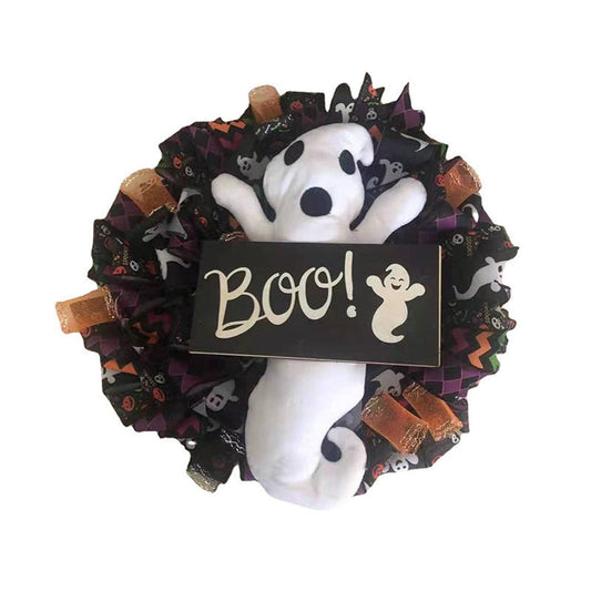 Front Door BOO Farmhouse-Ghost Wreath Halloween Decoration