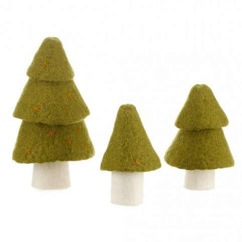 Felt Fir Trees, Set of 3 Holiday Decor Muskhane Anise