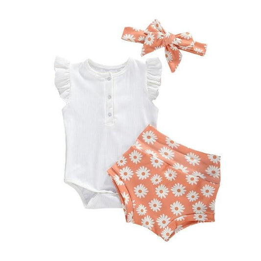 Girl's Clothing Flower / 18M Ruffles Sleeve Romper Outfit