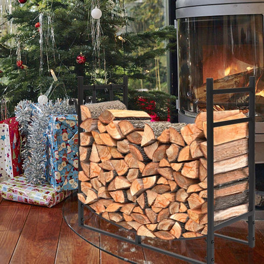 33" Firewood Holder Metal Firewood Log Bin Wood Storage Rack Heavy Duty