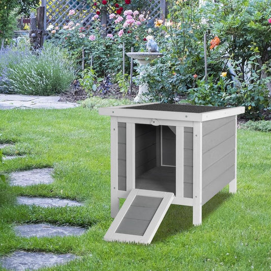 20" Steady Wooden Rabbit House Hutch Chicken Coop Pet Bunny Natural Gray Color