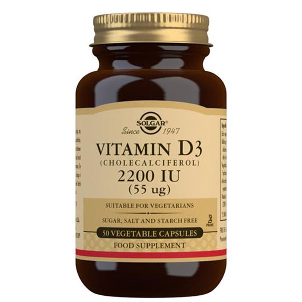 Solgar Vitamin D3 (Cholecalciferol) 2200 IU (55 µg) 50 Vegetable Capsules