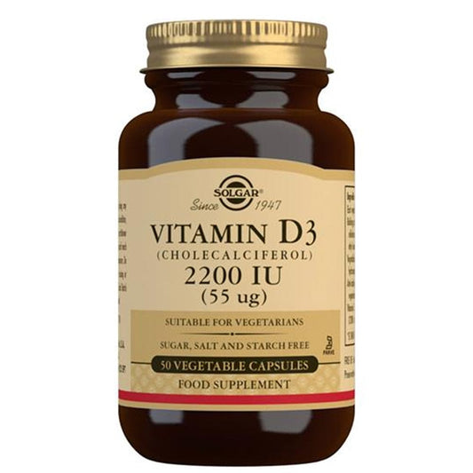 Solgar Vitamin D3 (Cholecalciferol) 2200 IU (55 µg) 50 Vegetable Capsules